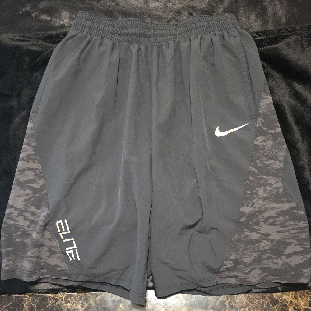 Nike Men’s Black Athletic Shorts with Gray Camo Panels
